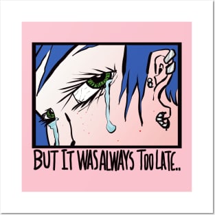 Blue Haired Girl Crying Posters and Art